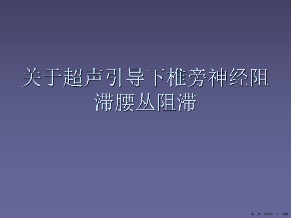 超声引导下椎旁神经阻滞腰丛阻滞课件