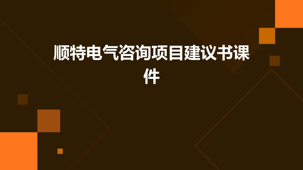 顺特电气咨询项目建议书课件