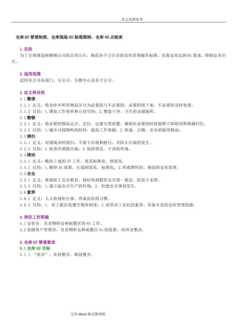 仓库6S管理制度汇编及标准案例图