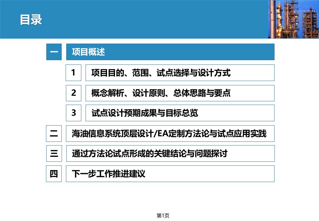 中国海油信息系统顶层设计试点项目方法论总结报告课件