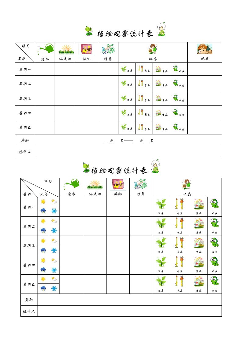 幼儿园植物观察记录表--2