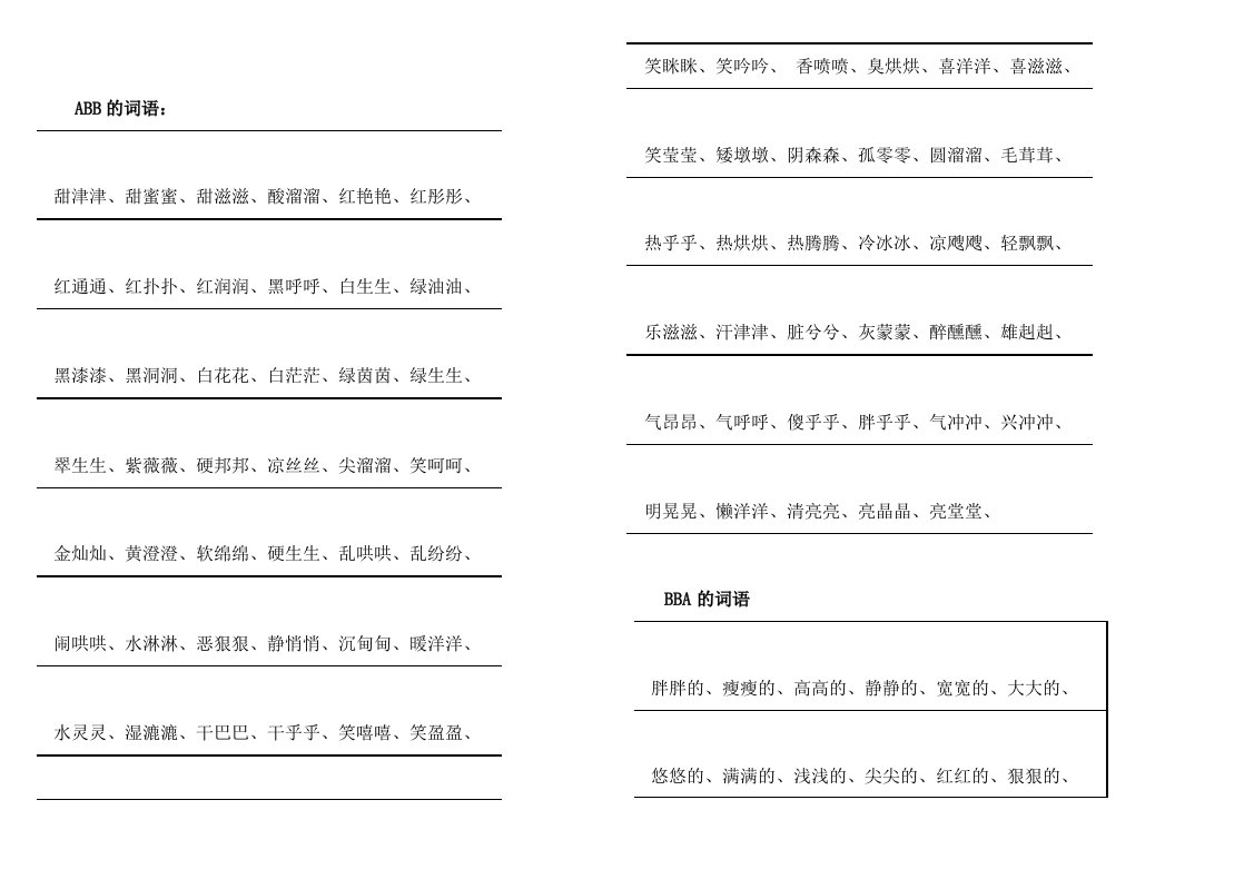 小学三语文词语积累