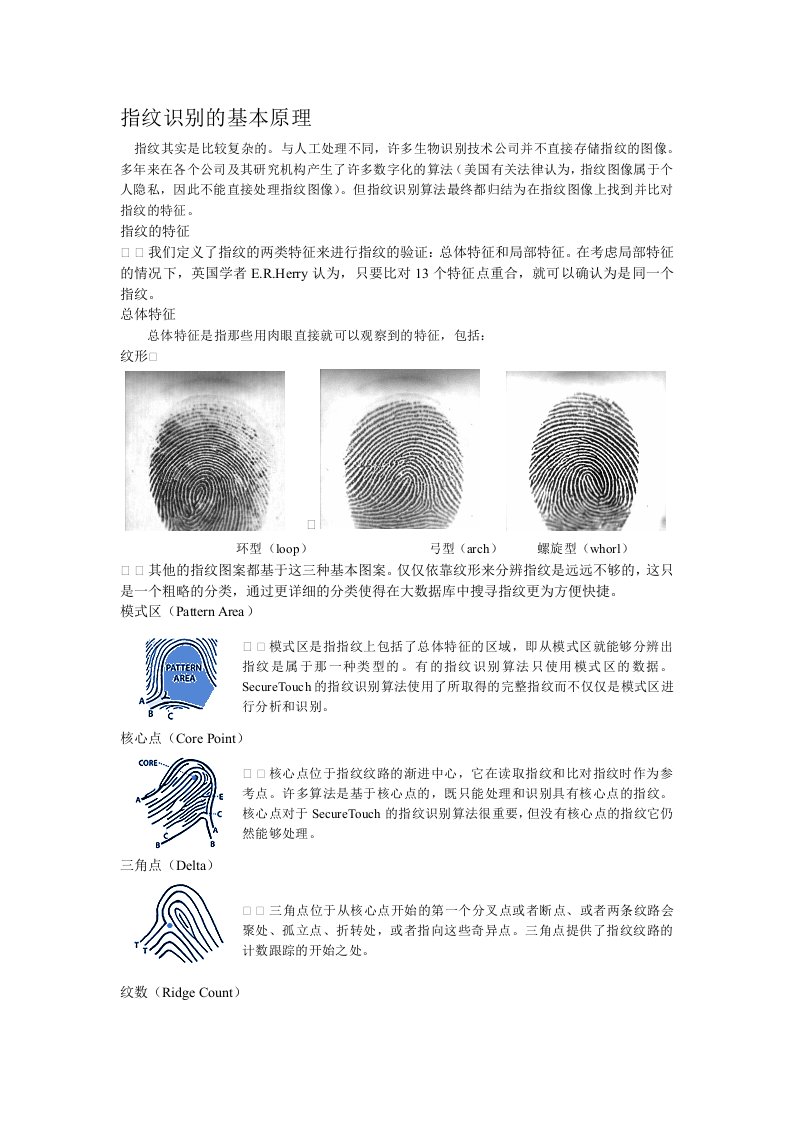 指纹识别的基本原理