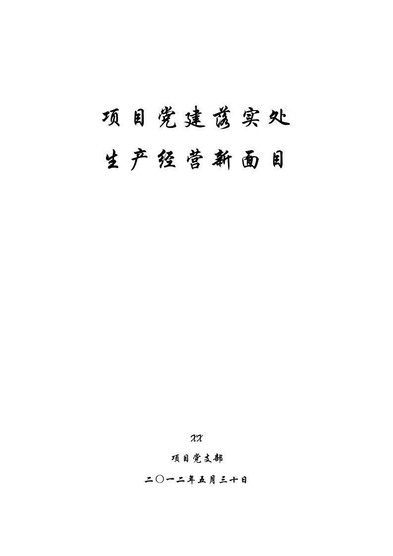 2012年某项目部项目党建工作汇报材料