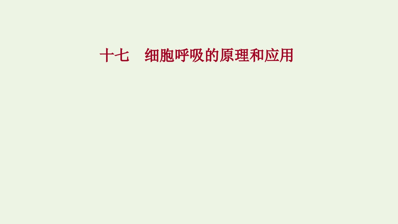 2021_2022学年新教材高中生物课时练17细胞呼吸的原理和应用课件新人教版必修1