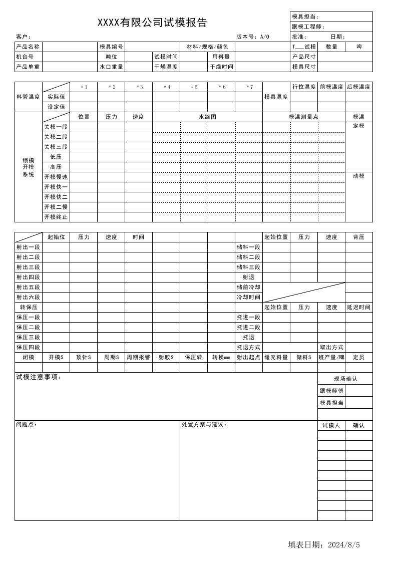 试模报告