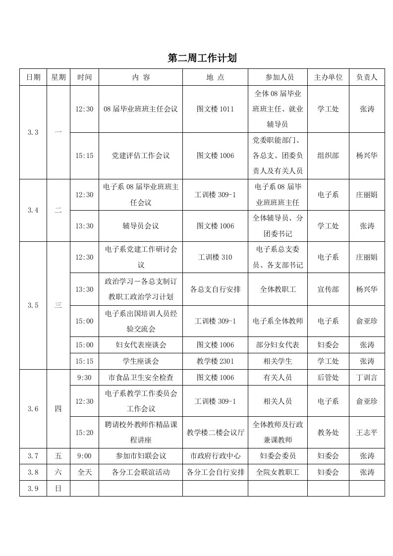 第二周工作计划