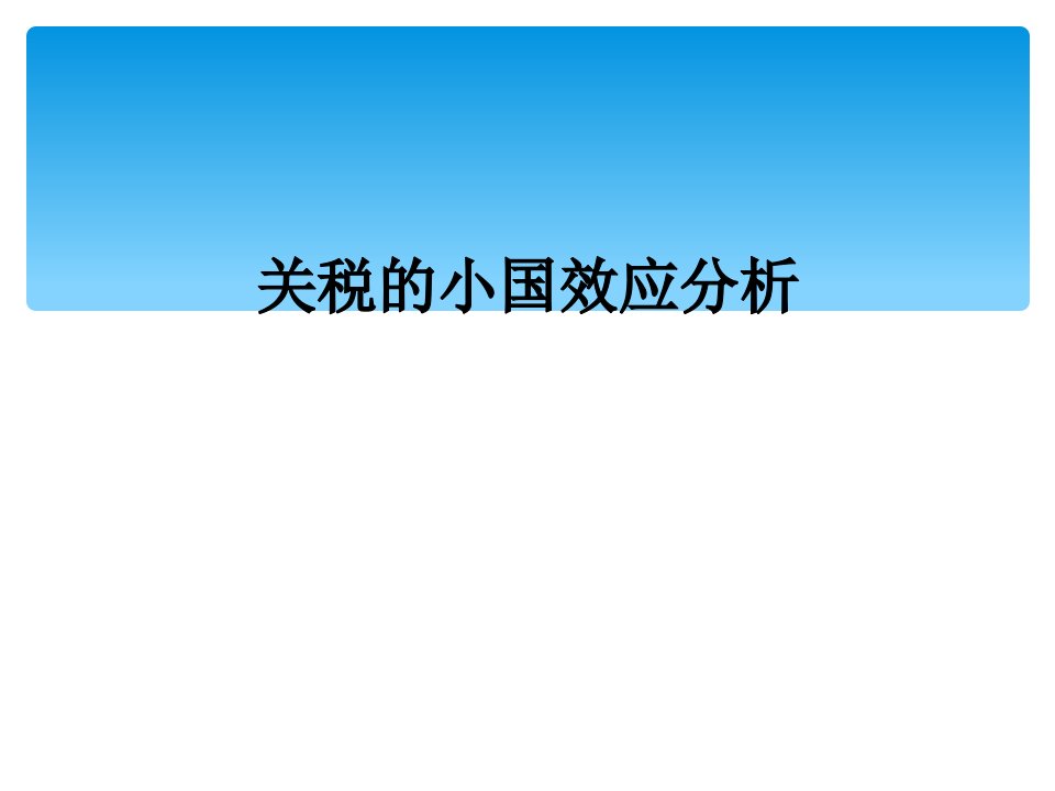 关税的小国效应分析