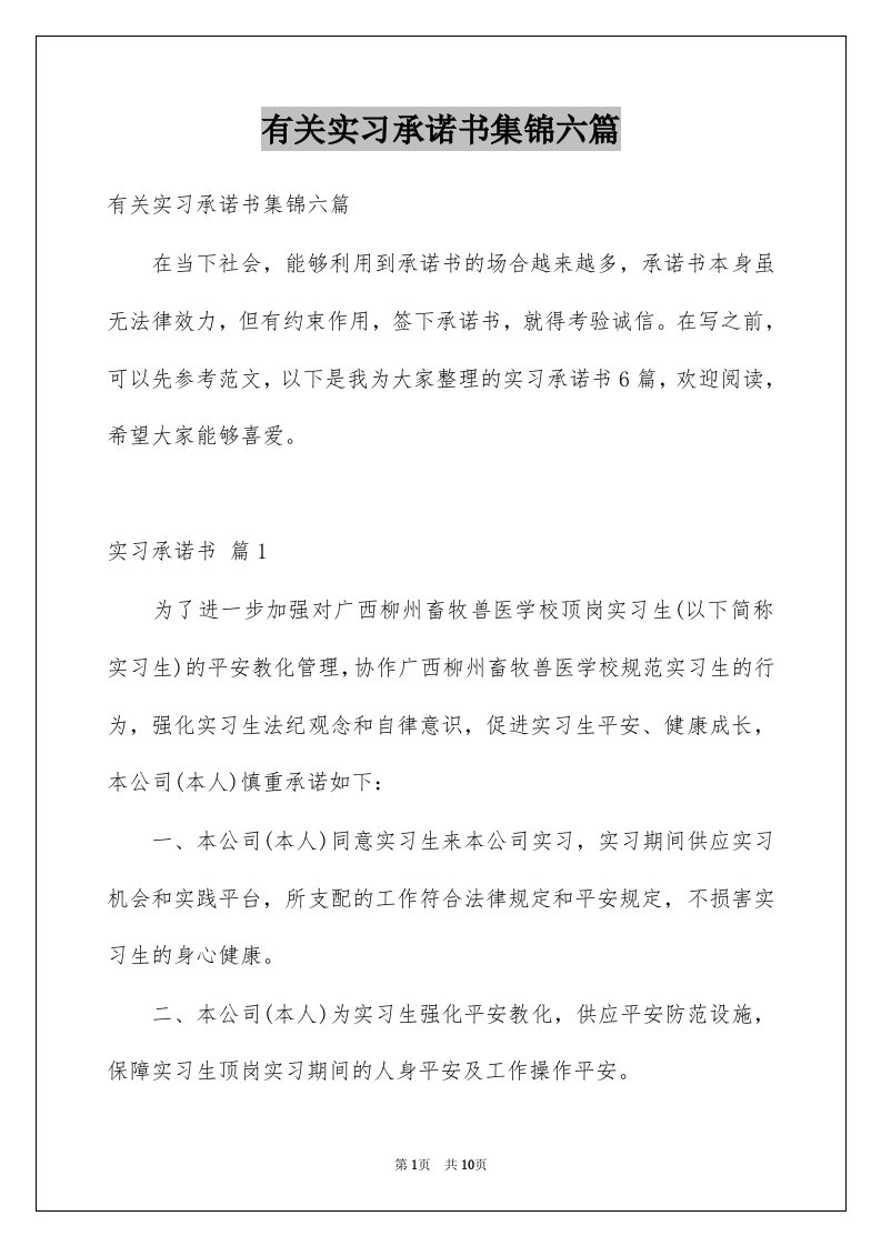 有关实习承诺书集锦六篇