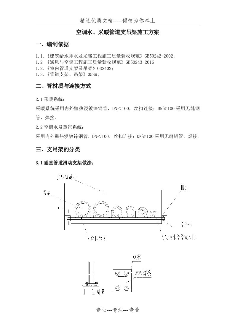 空调水-采暖管道支吊架施工方案(共7页)