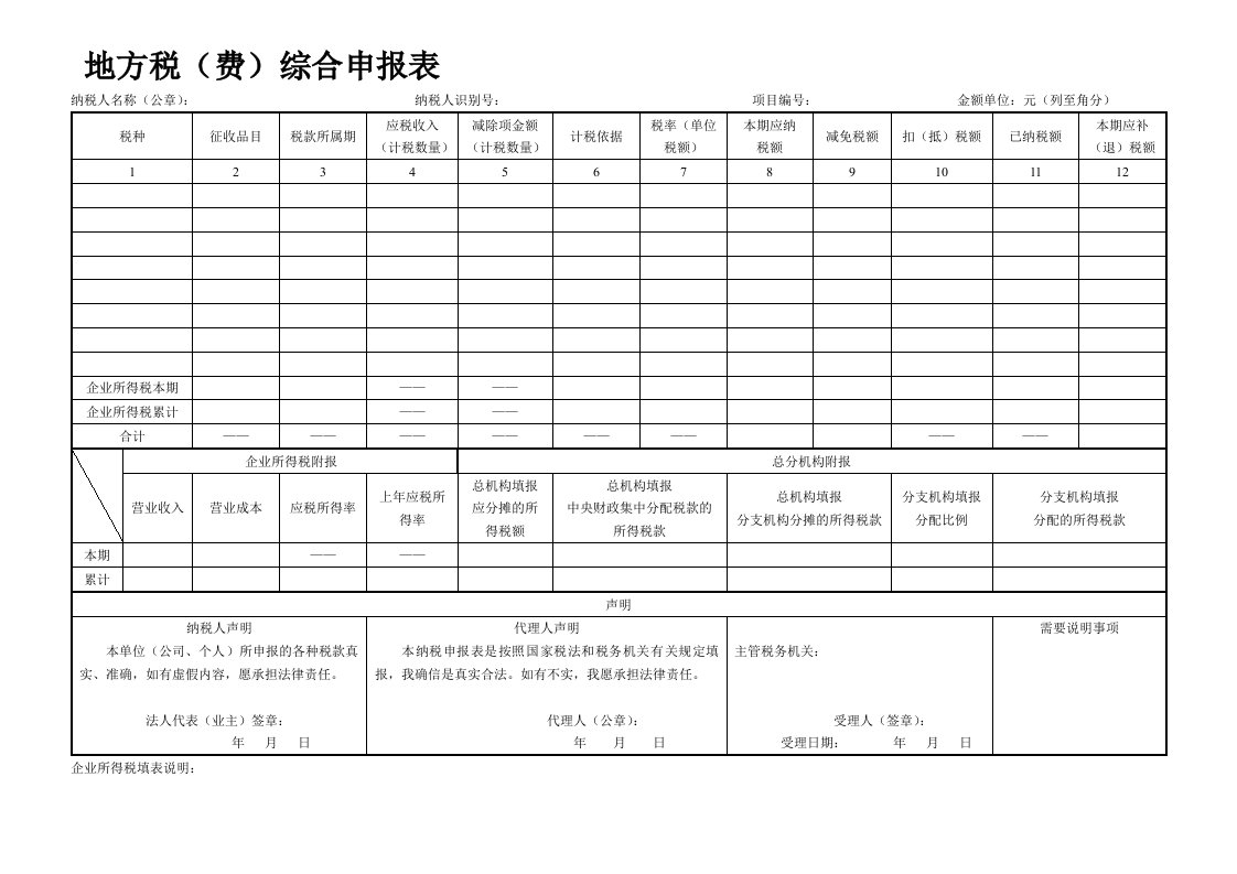 地方税（费）综合申报表