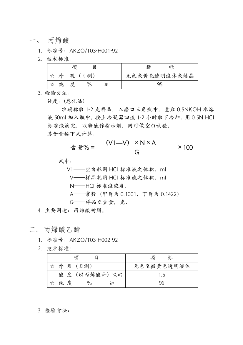 化工原料技术标准与检测