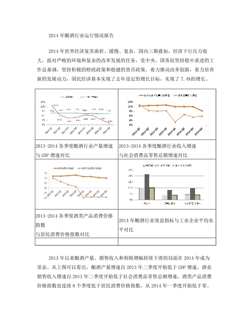 2014年酿酒行业运行情况报告