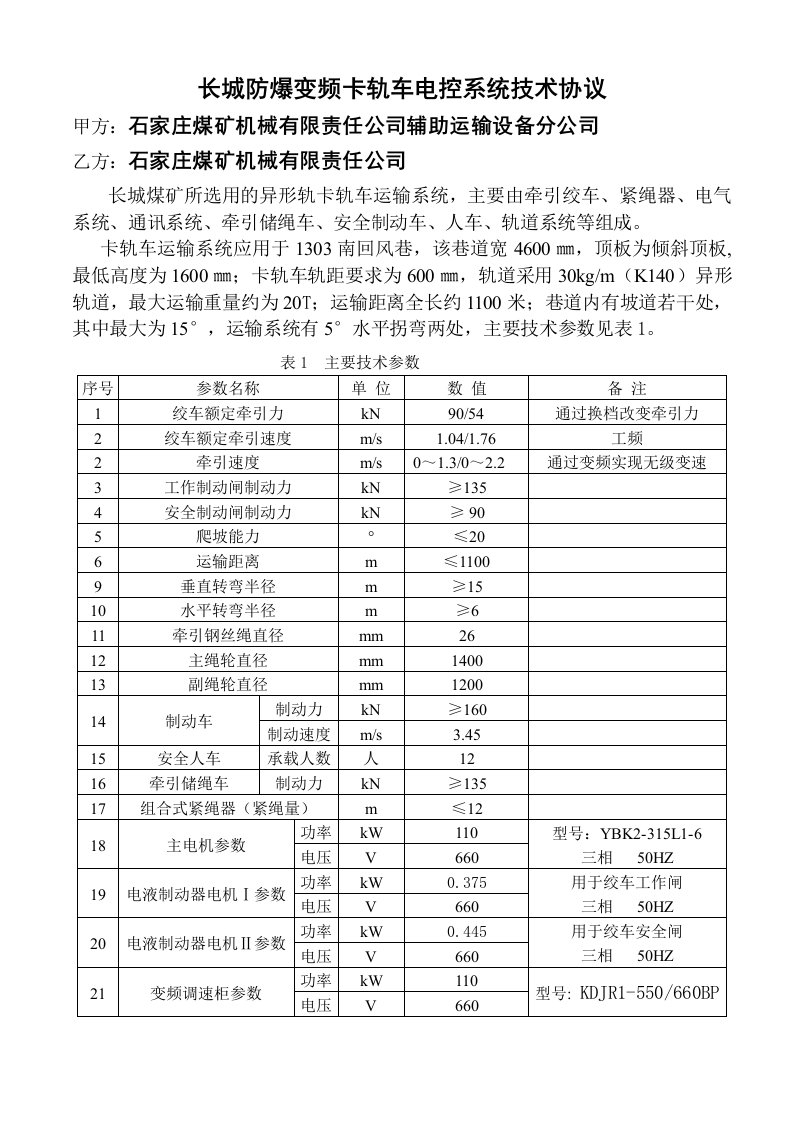 长城矿卡轨车电控系统技术协议