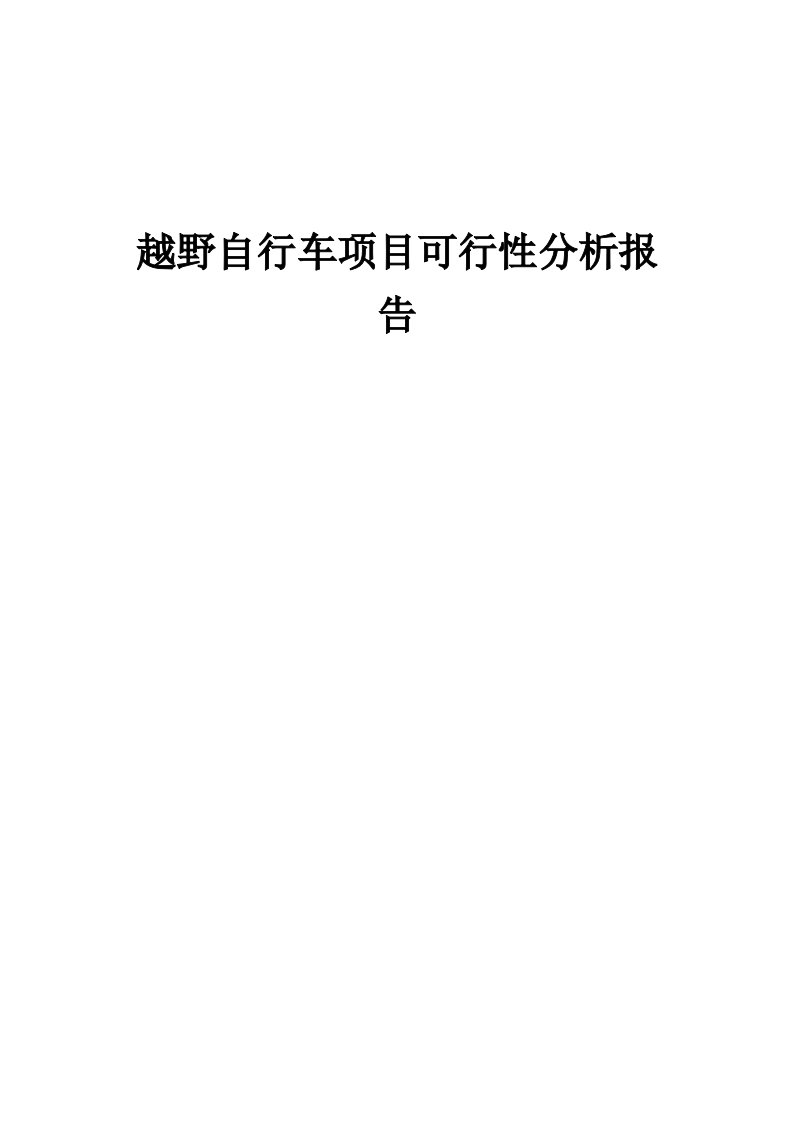 越野自行车项目可行性分析报告