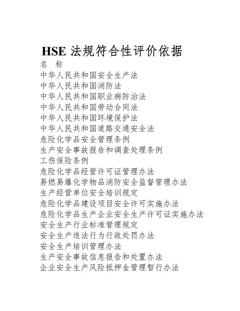 HSE符合性评价报告