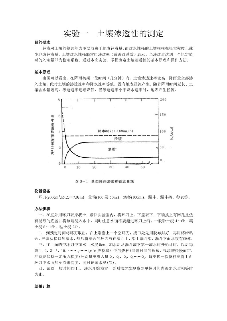 实验一土壤渗透性的测定