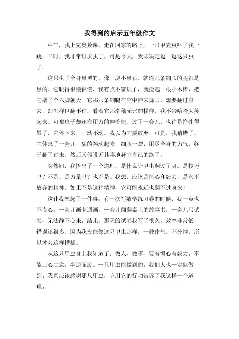 我得到的启示五年级作文