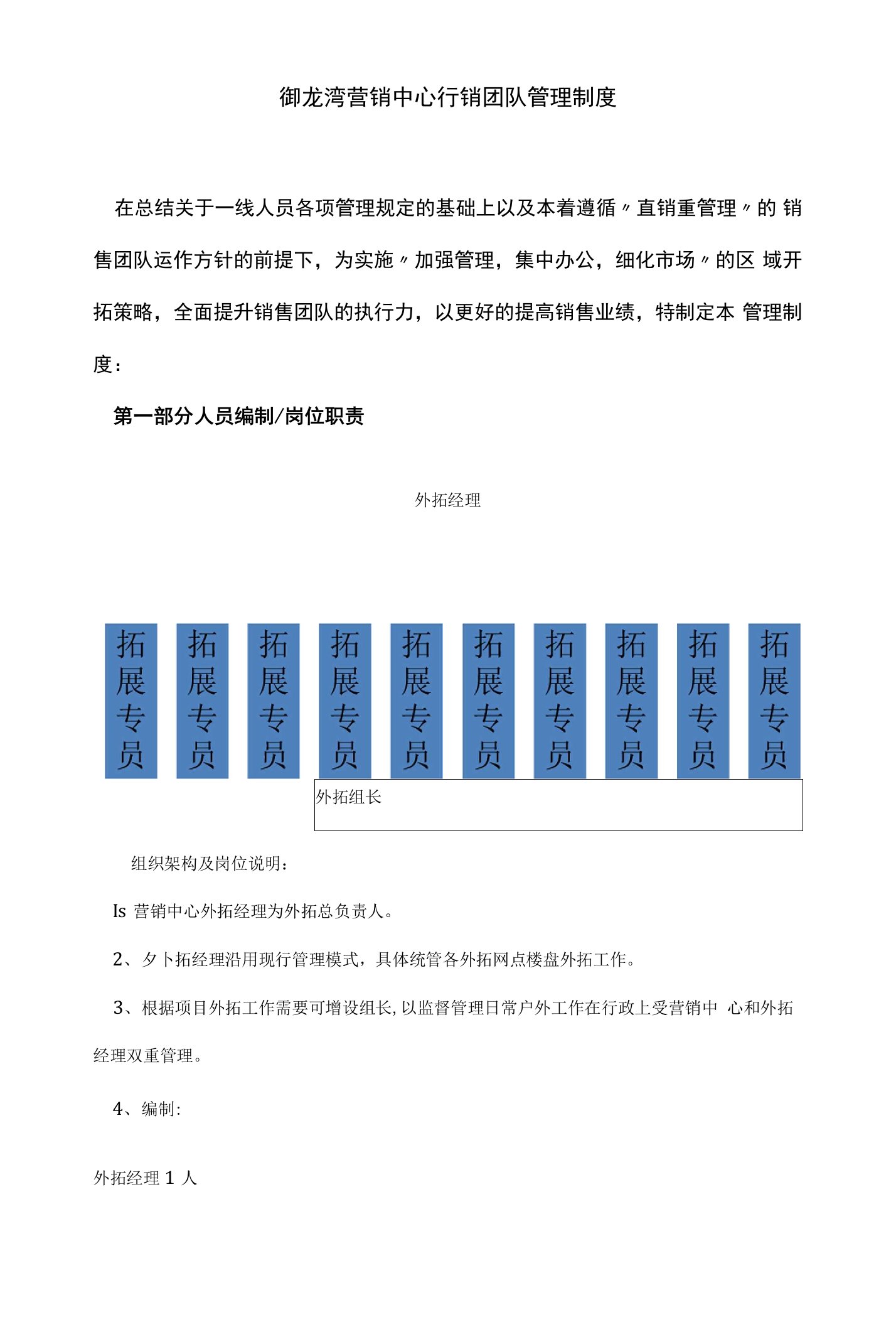 销售管理-御龙湾营销中心外拓管理制度