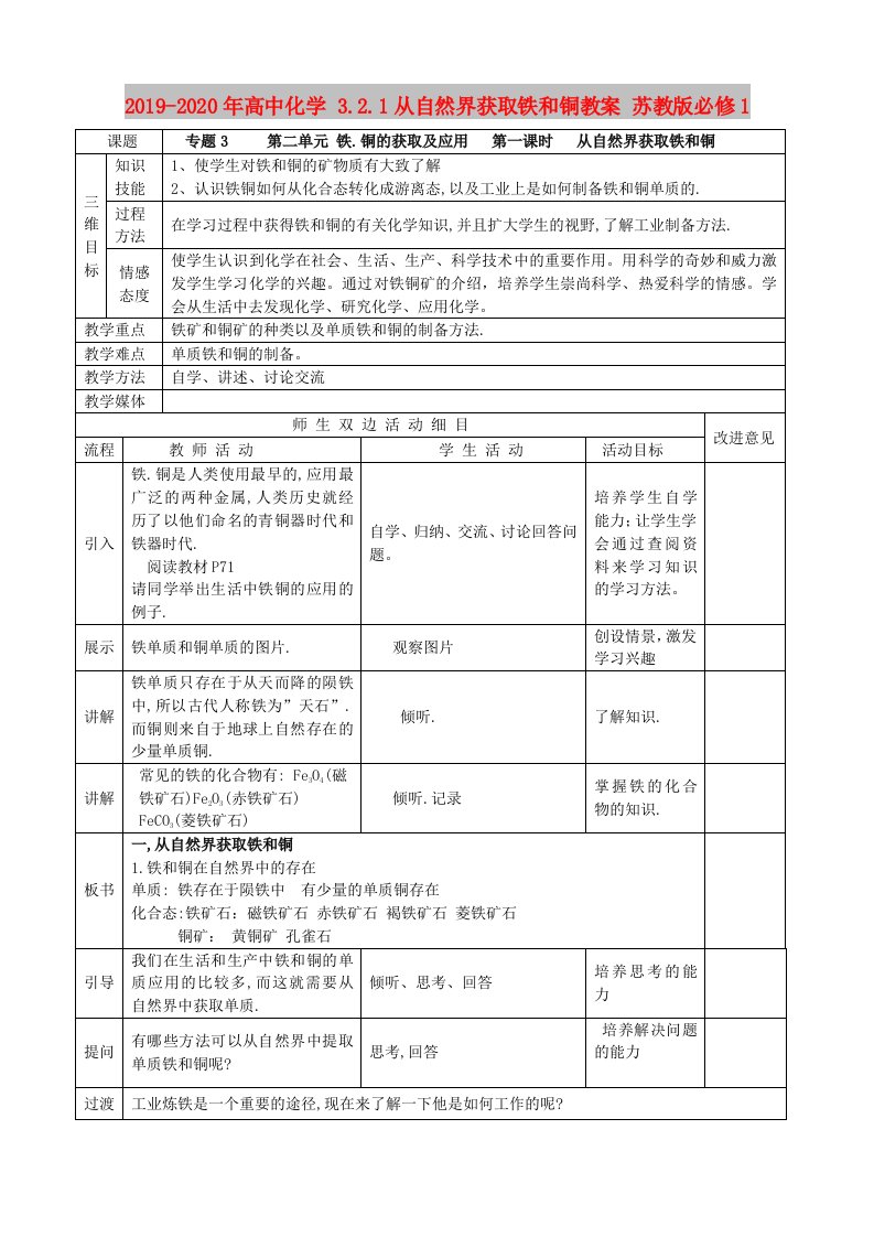 2019-2020年高中化学