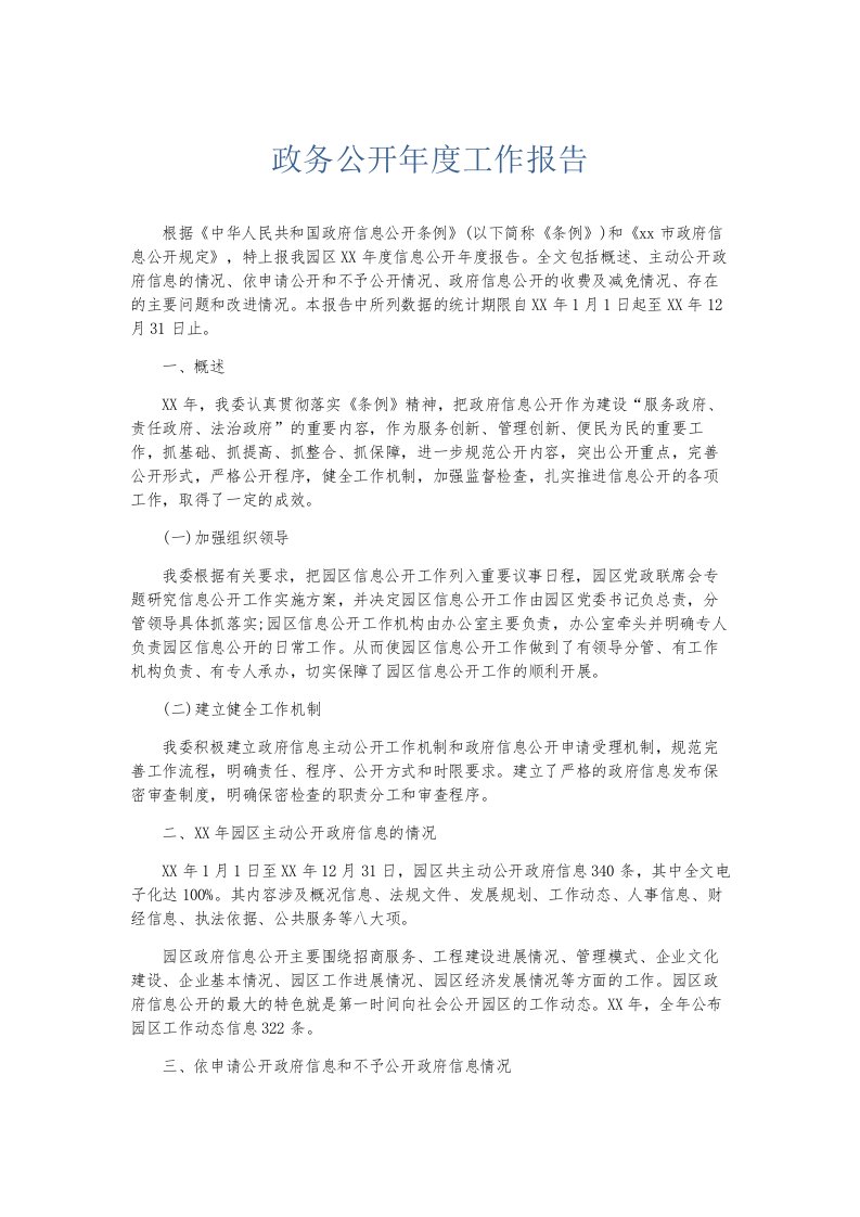 总结报告政务公开年度工作报告