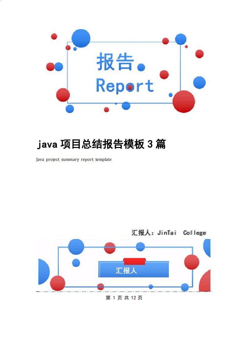 java项目总结报告模板3篇