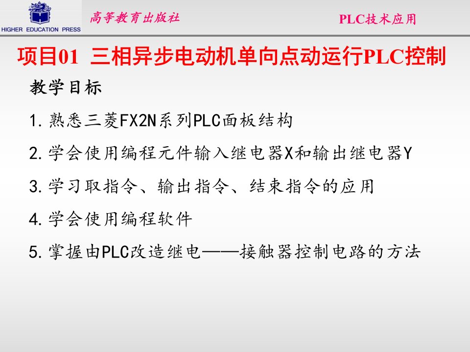 三相异步电动机单向点动运行PLC控制