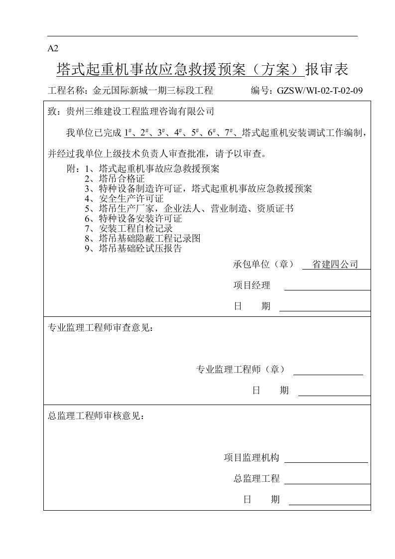 建筑资料-程塔吊起重机事故应急措施