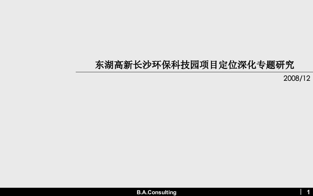 2008东湖高新长沙环保科技园项目定位深化专题研究