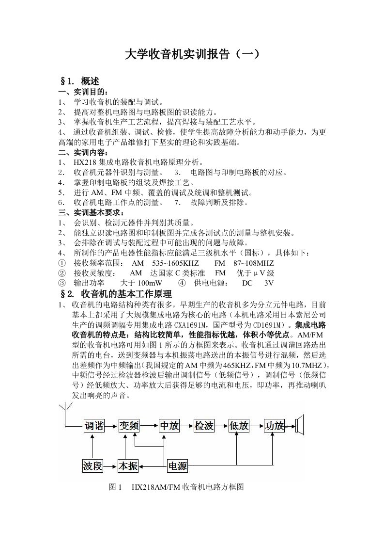 大学收音机实训报告一