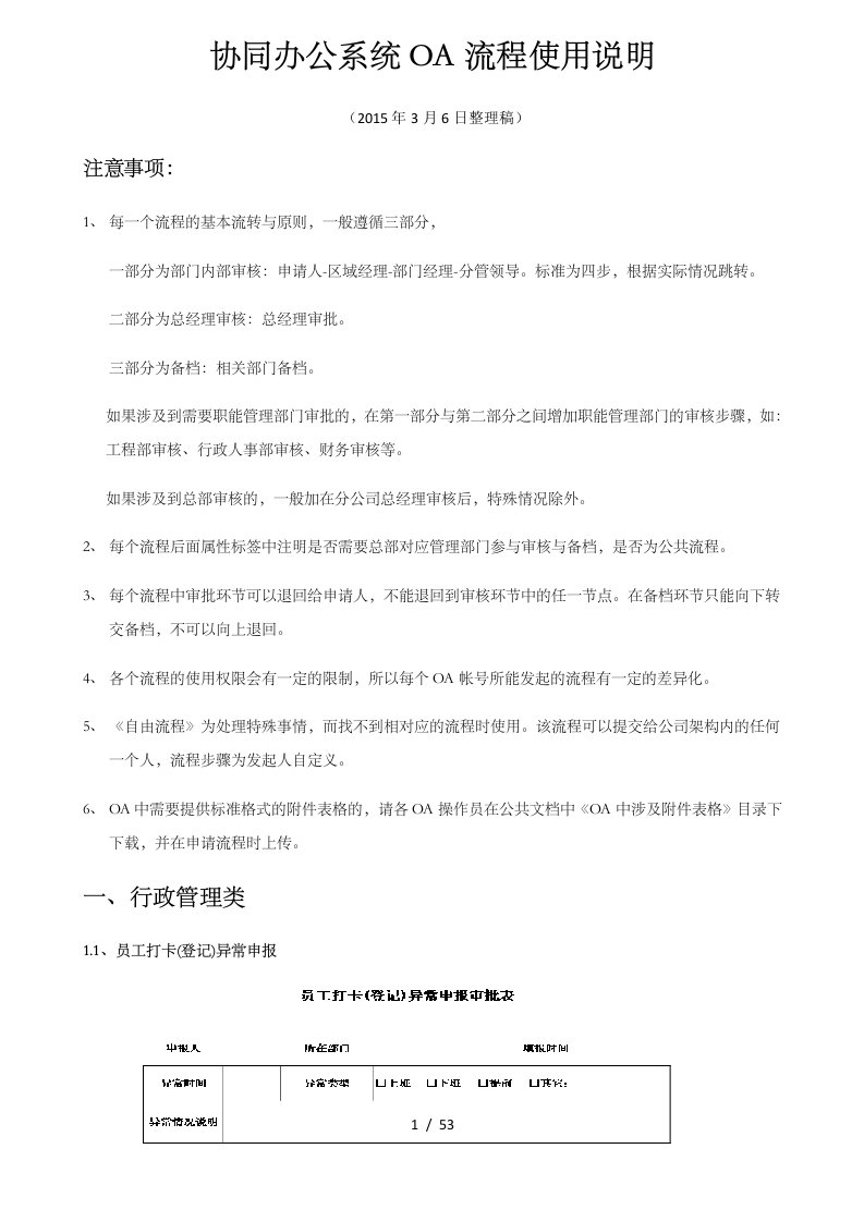 协同办公系统OA流程使用说明