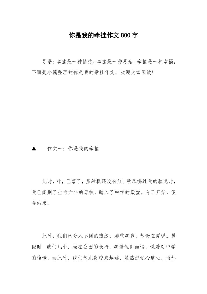 你是我的牵挂作文800字