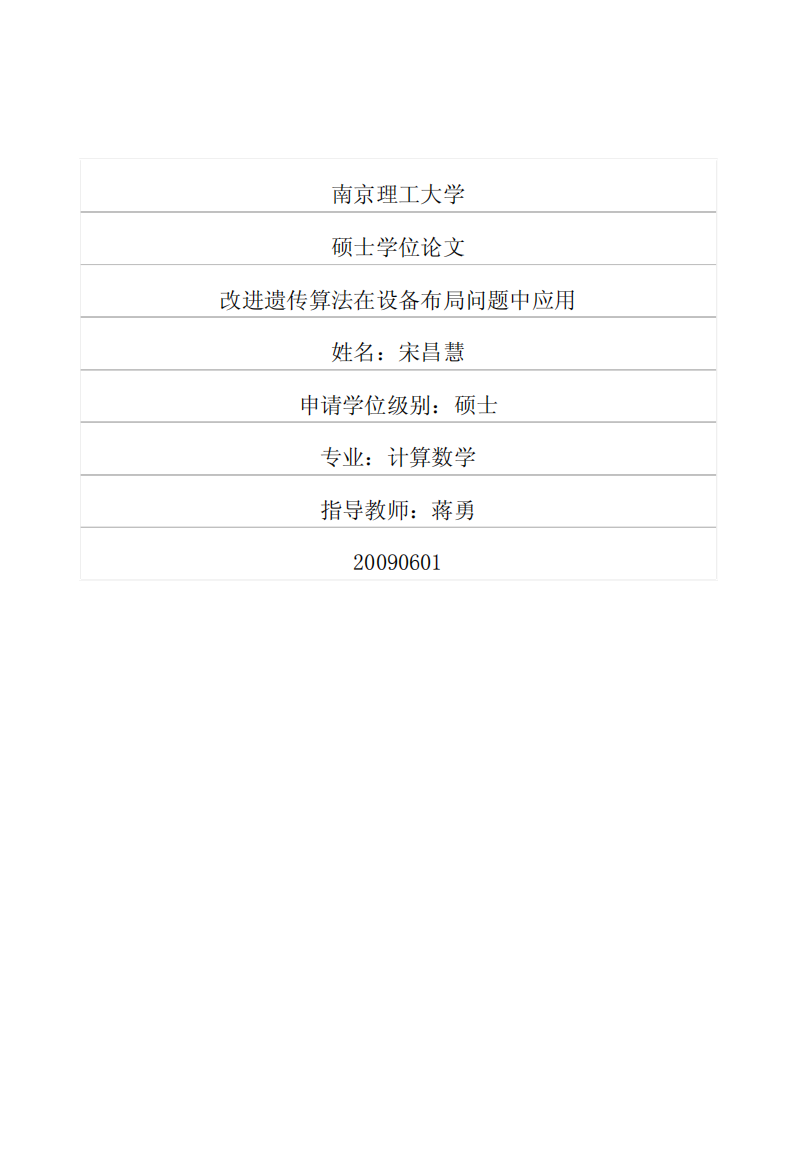 硕士论文-改进遗传算法在设备布局问题中应用