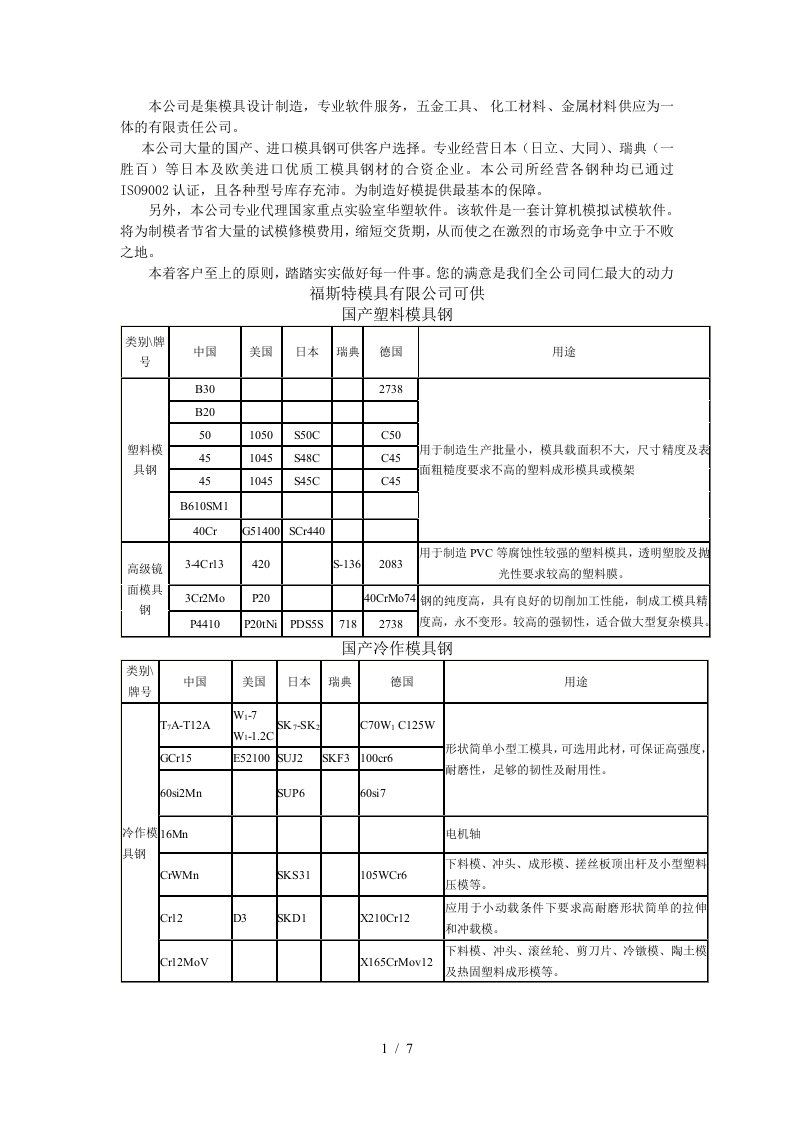 模具钢选购指南