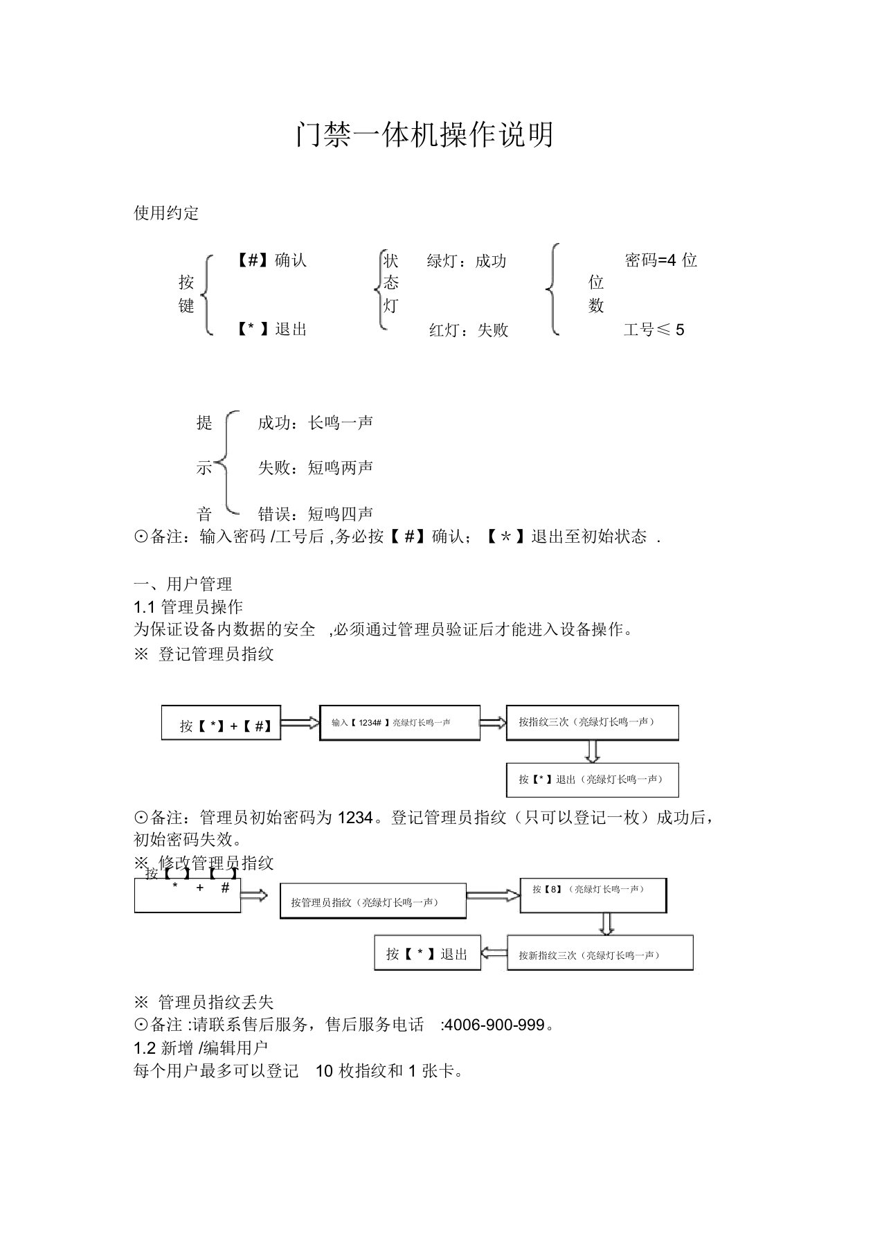 中控X6指纹门禁一体机操作说明【范本模板】