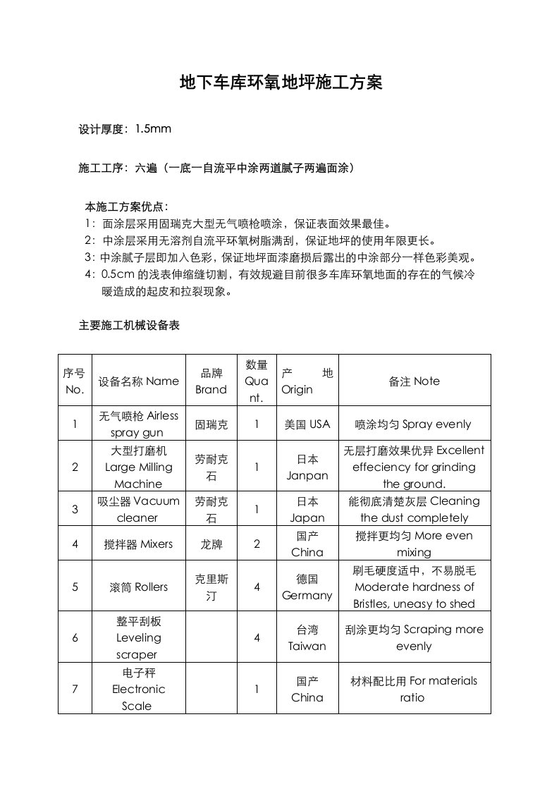 地下车库环氧地坪施工方案