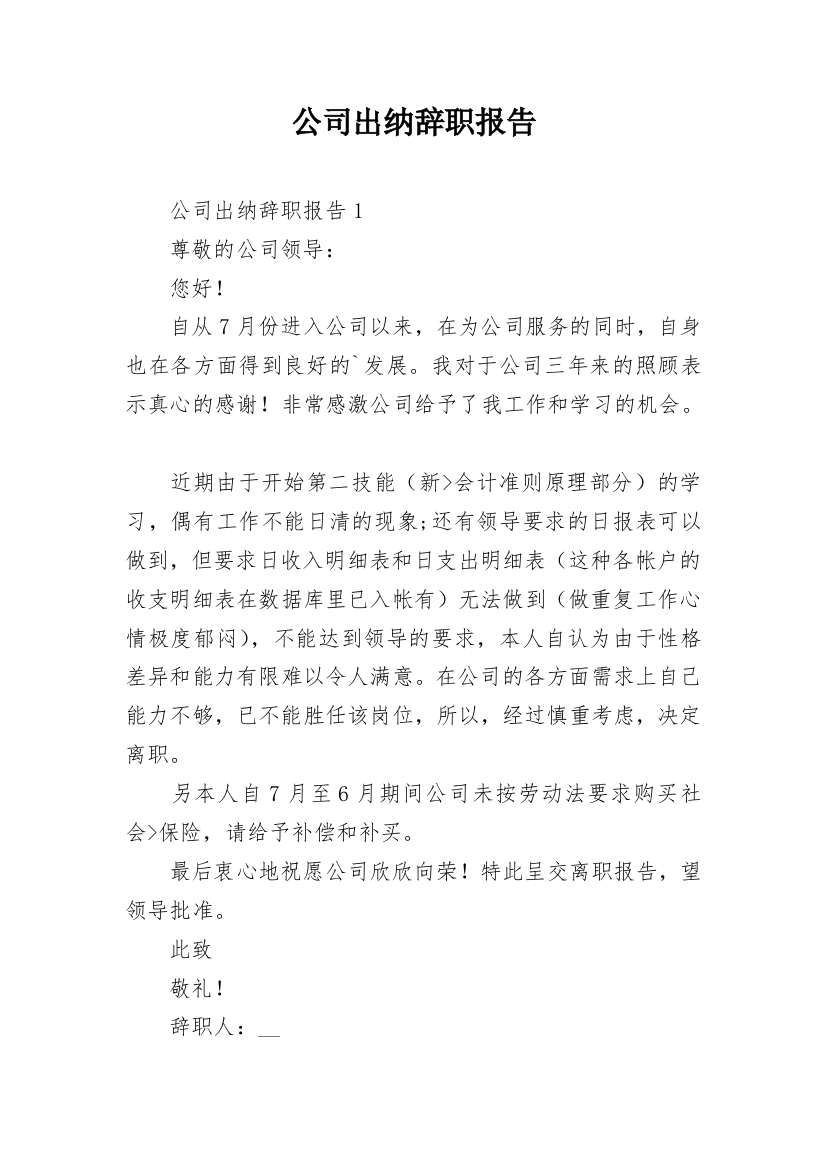 公司出纳辞职报告_11