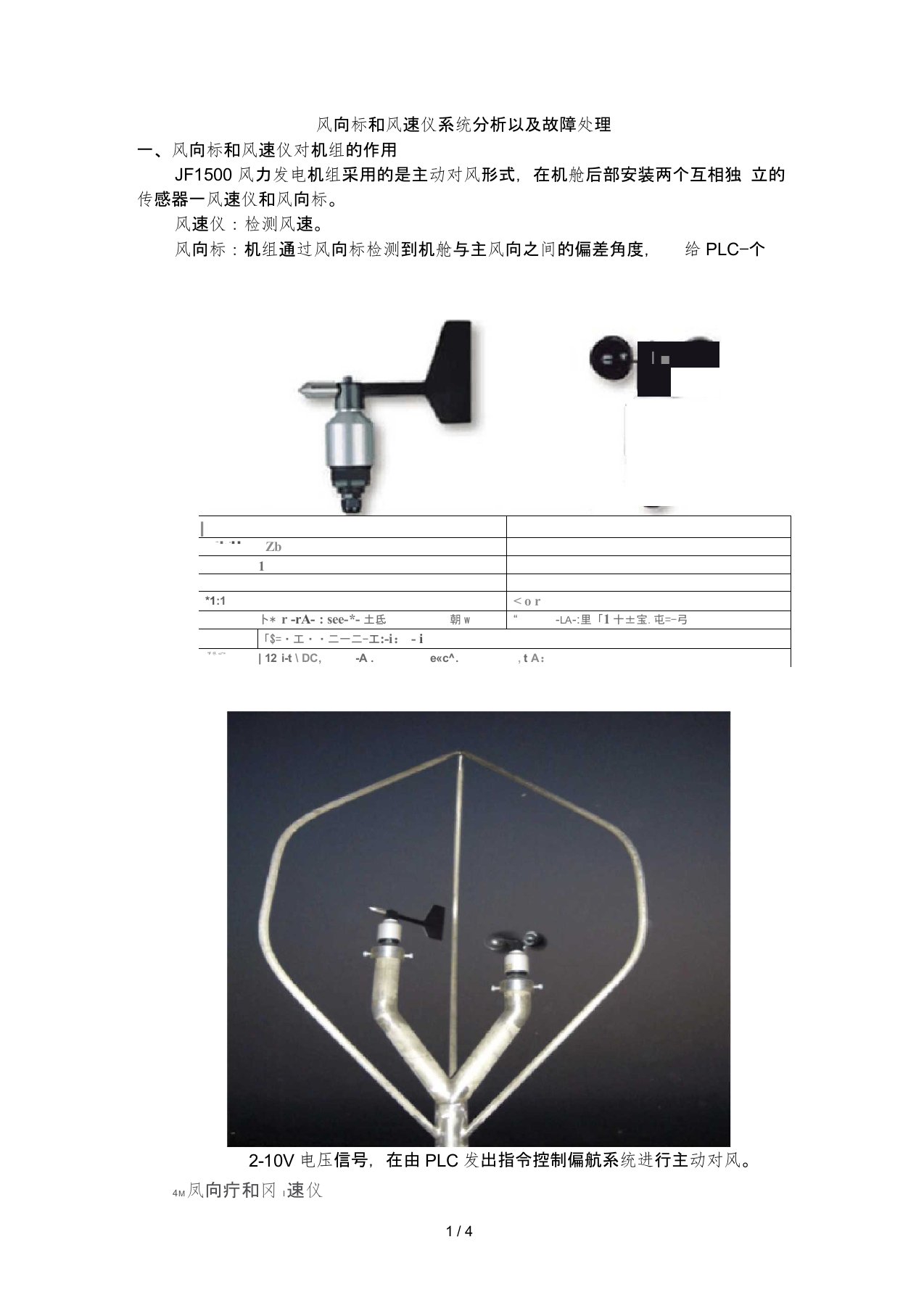 风向标和风速仪分析以及故障处理