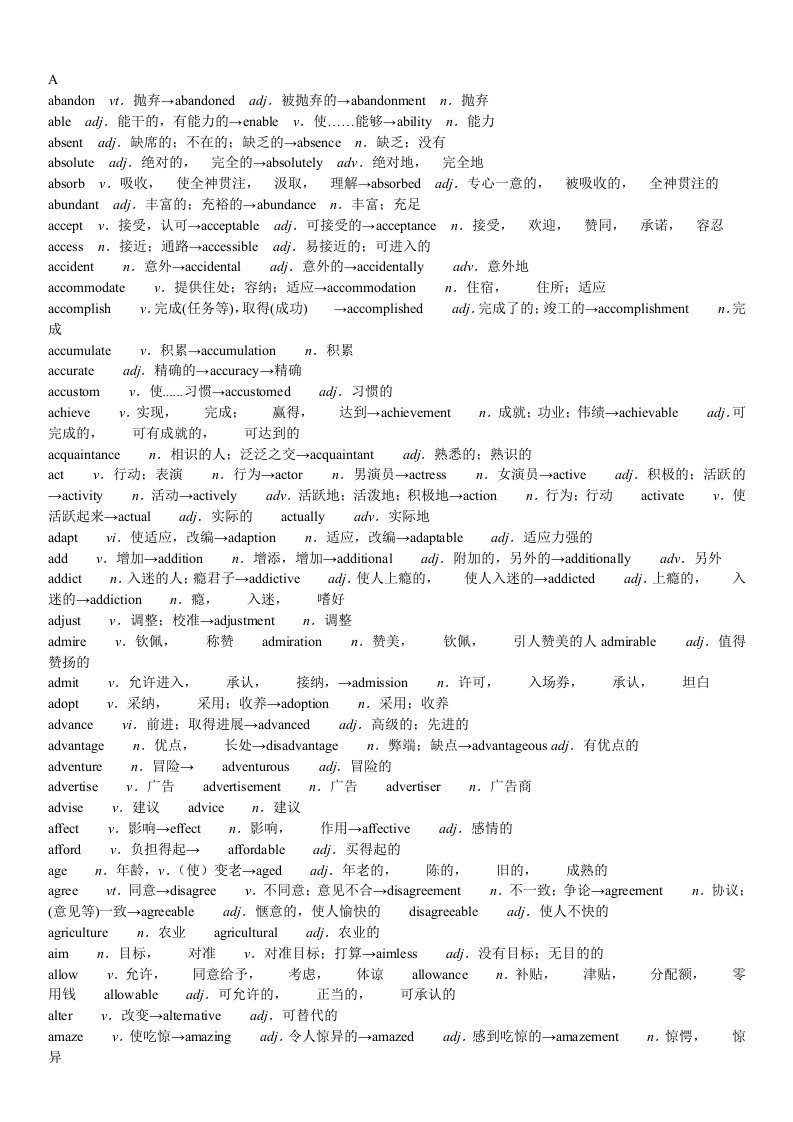 高考必备词性变换(汇编合集1.2)