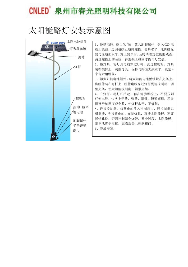 太阳能路灯安装示意图