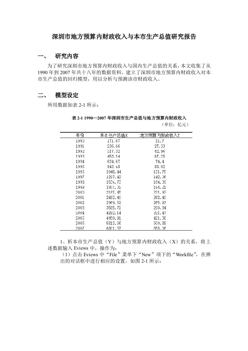 深圳市地方预算内财政收入与本市生产总值