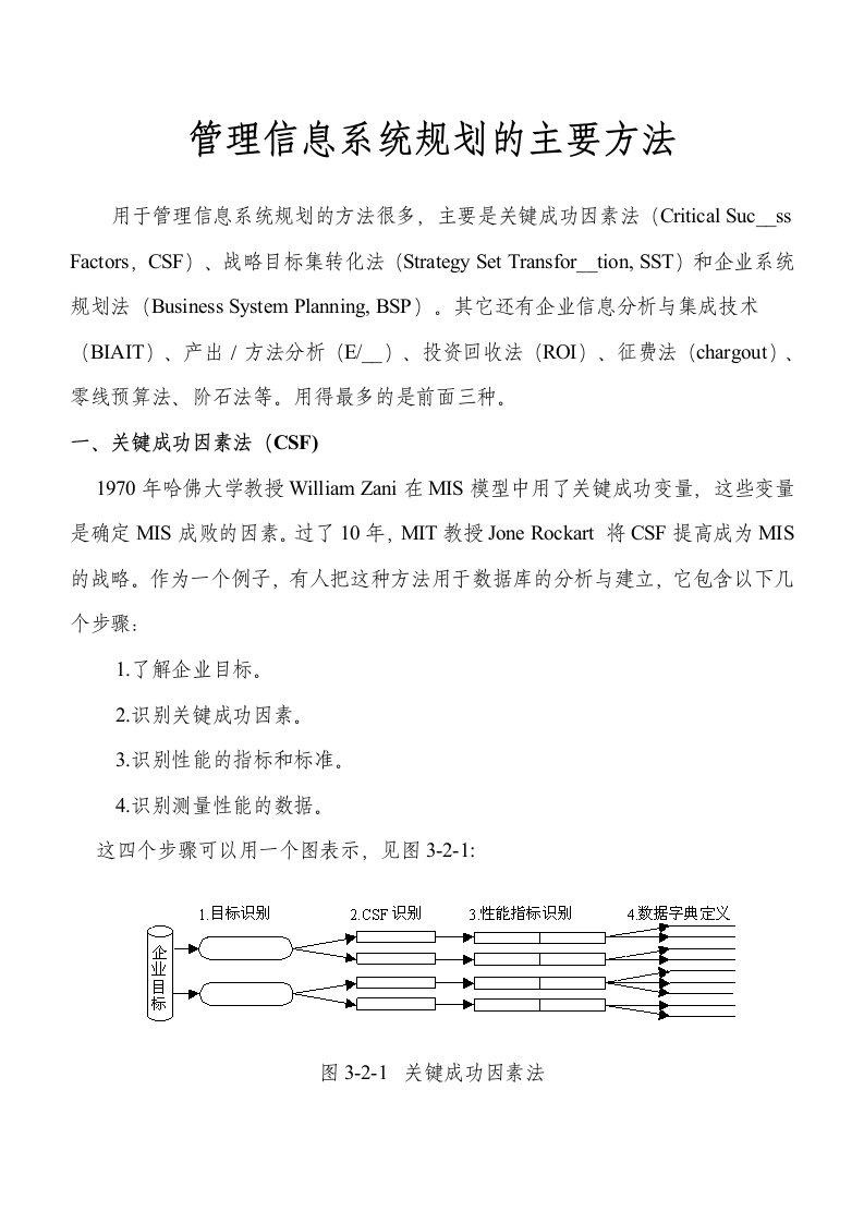 管理信息系统规划的主要方法