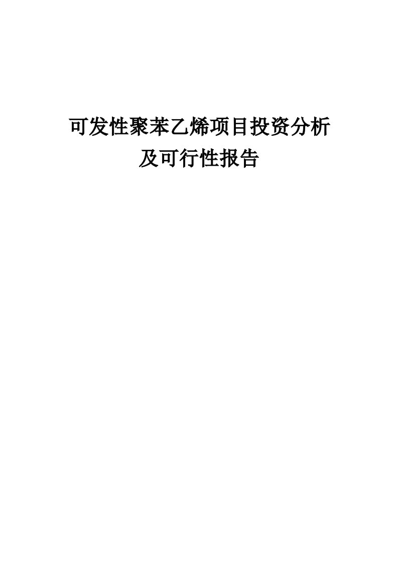 2024年可发性聚苯乙烯项目投资分析及可行性报告