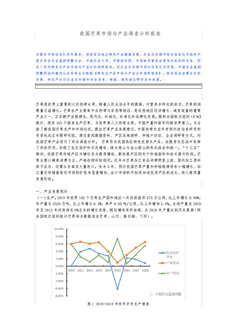 我国芒果市场与产业调查分析报告