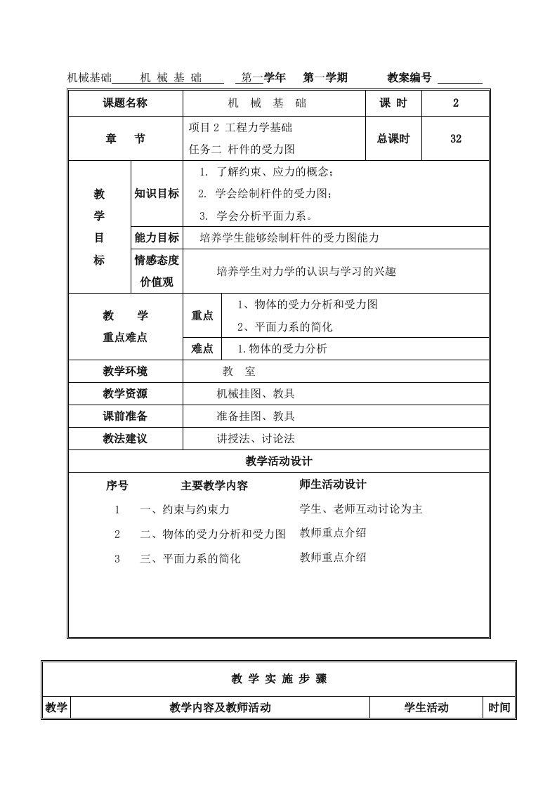 杆件的受力图教案