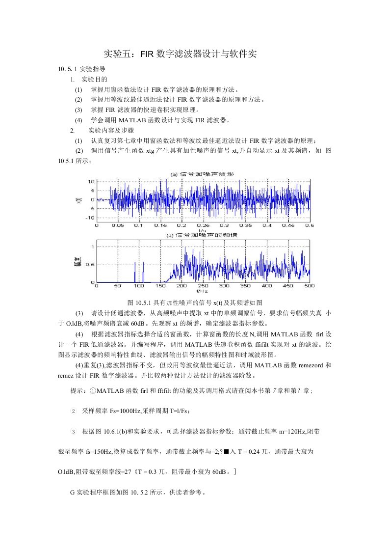 实验五：FIR数字滤波器设计与软件实