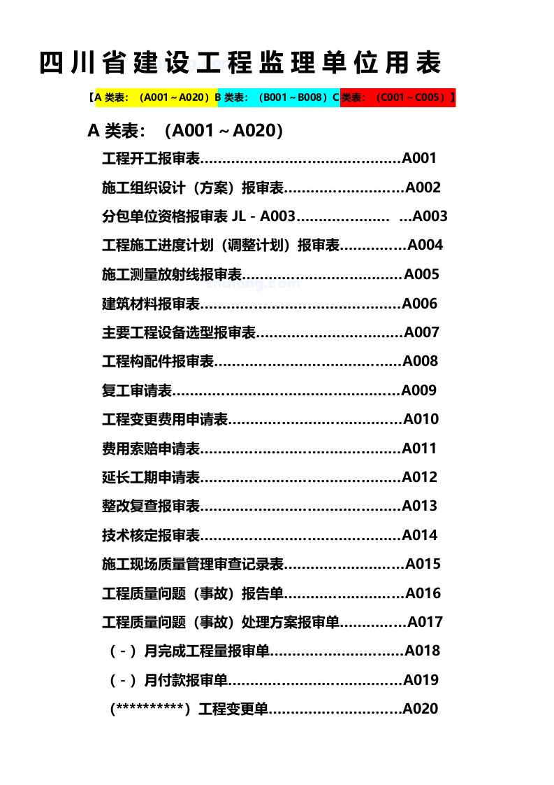 四川省建设工程监理用表(第2版)