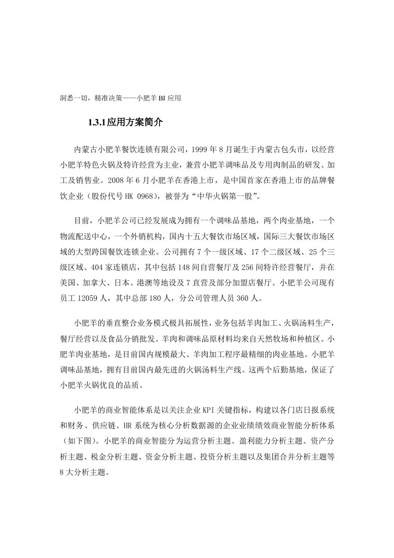 小肥羊商业智能应用解决方案