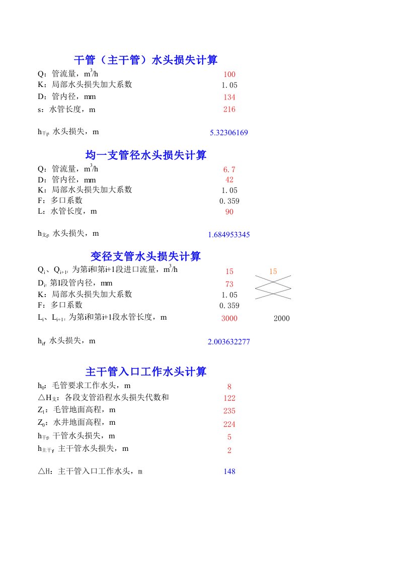 水头损失计算公式