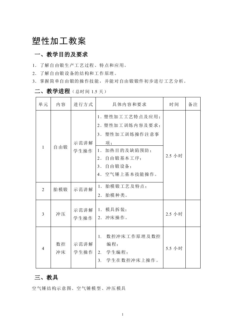 《塑性加工教案》word版